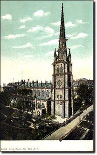 La Trinity Church nel 1898 ancora protagonista assoluta del panorama della Lower Manhattan.