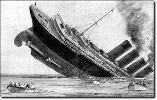 L'affondamento del Lusitania. Stampa del 1916